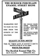 hard to find single-sided original antique american industrial chicago city street construction zone cherry red porcelain enameled die cut steel "falling material" sign with pointing fingers