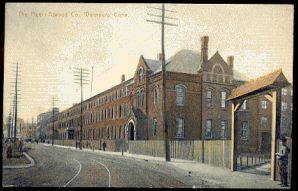 original and intact early 20th century white opalescent glass "phenixlite" single electric pendant fixture with patented plume & atwood brass shade fitter