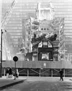 late 19th or early 20th century museum quality ornamental cast iron chicago federal building interior panel with spread-winged eagle
