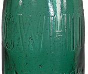 hard to find original mid-nineteenth century emerald green colored "teepee" shaped privy dug c. whittemore soda or mineral water bottle with deeply recessed iron-pontiled base