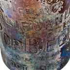 original oversized late 1870's or early 1880's chicago privy dug amber heavily iridized glass "california pops" beer bottle manufactured for s. geer in chicago, il.