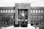 original c. 1930's "sullivanesque" style exterior thomas a. edison school roofline terra cotta panel with allover crazing