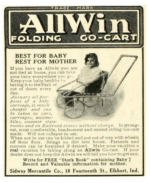 matching set of early 20th century vintage american industrial red painted "allwin" go-cart carriage spoked wheels