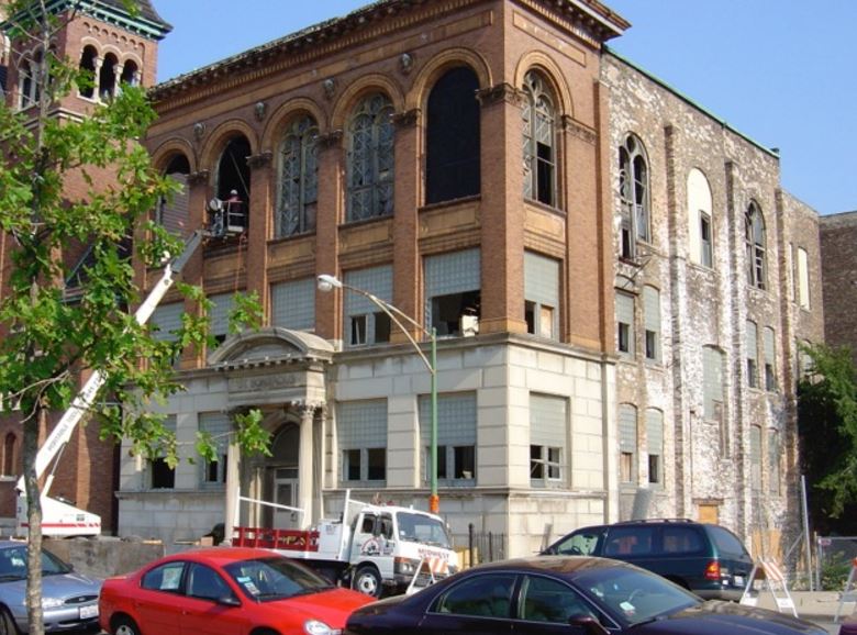 exceptional northwestern ornamental terra cotta st. boniface school cornice stringercourse panel with a egg & dart design motif