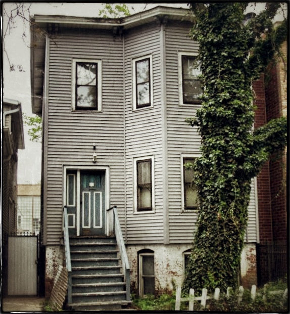 late 1860's original and intact four panel pine wood interior residential pre-fire chicago residential passage door with impressive built-up molding