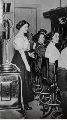 fully adjustable early 20th century refinished telephone switchboard operator bent birch wood stationary chair or stool with cushioned backrest and heel ring or footrest