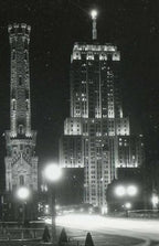 historically important american c. 1929 american art deco style oversized nickel-plated cast bronze palmolive building facade pilaster with visually stunning endcap