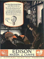 original c. 1930's american industrial blue lithographed tin "national mazda" automobile lamp advertising sign