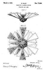 rare american1930's art deco style "modernizer" pressed amber glass drop shade bearing floral motif