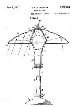 highly desirable original c. 1930's american art deco streamlined style faries "guardsman" table or desk lamp