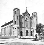 original 1850s interior door surface or rimlock salvaged from carter and bauer's old saint patrick's church in chicago