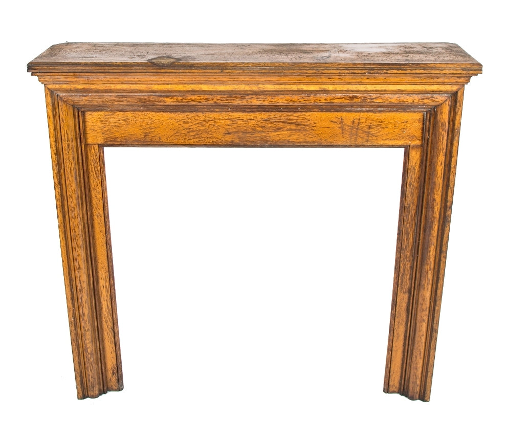 unique late 19th century diminutive solid oak wood interior residential salvaged chicago fireplace mantel with original golden oak finish