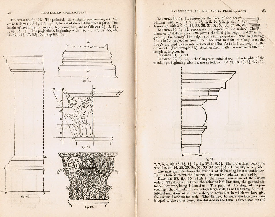 rare casebound ward lock & tyler educational series, “the illustrated architectural and engineering drawing book”, by robert scott burn, published by ward, lock & co., in london and and new york.