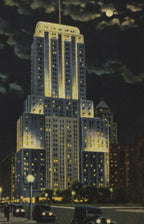 single depression-era super streamlined interior chicago palmolive building elevator cab ceiling or dome light with speed rings