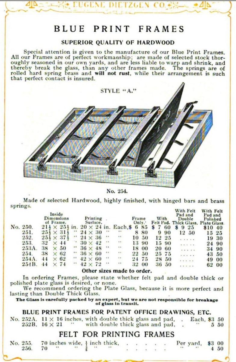 rare and highly sought after all original early 20th century eugene dietzgen "type a" hardwood blueprint frame