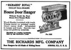 matching set of original and completely intact c. 1900's single wheel or sheave interior residential pocket or sliding door hangers