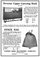 all original and completely intact early 20th century mobile "neverax" angled steel and wood compartmentalized carrying rack