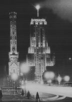 single depression-era super streamlined interior chicago palmolive building elevator cab ceiling or dome light with speed rings