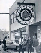 mid-20th century single-sided deeply embossed city of chicago "one way" traffic sign with directional arrow