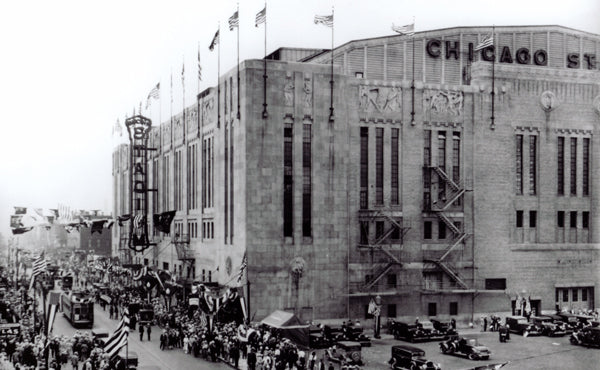 original c. 1929 historically important american art deco style cast concrete chicago stadium exterior frieze panel head fragment