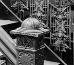 historically-important museum quality documented ornamental copper-plated cast iron interior schlesinger & mayer staircase newel post dome-shaped cap