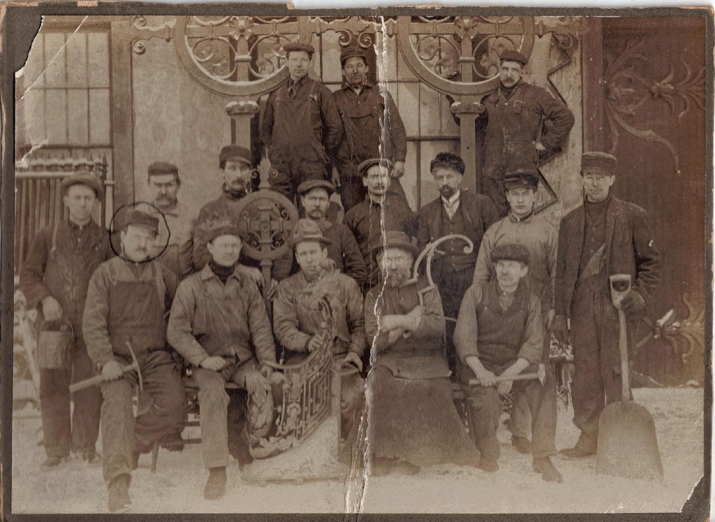rare ferdinand kieckhefer mansion exterior hand-wrought iron railing executed by cyril colnik