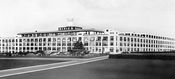intact c. 1930's american industrial factory office wall-mount dixie "model 1244" cup dispenser with vortex glass dome