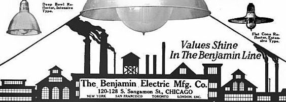 c. 1930's american industrial single "flat cone type" white porcelain enameled benjamin industrial incandescent fixture