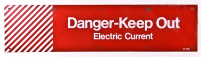 original and remarkably intact late 1940's chicago "l" enameled porcelain cautionary rail service sign