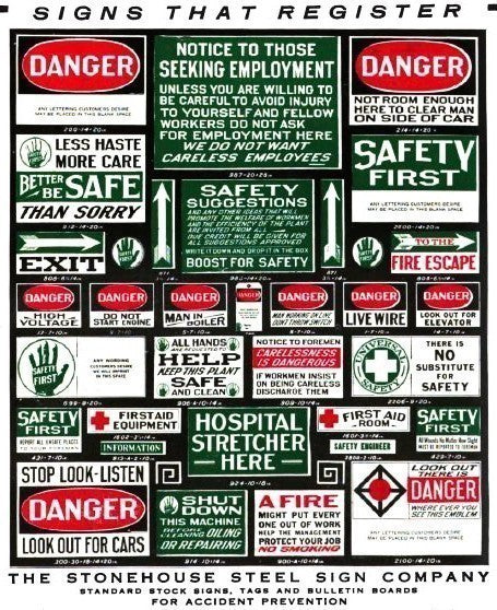 single-sided oversized depression era antique industrial "do not enter" die cut steel factory danger sign with baked enameled finish