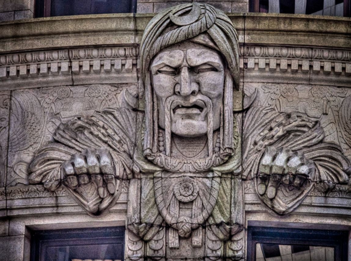 historically important early 20th century american cast brass "turk's head" doorknob from the turk's head office building