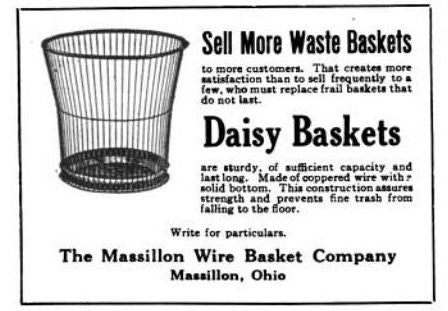 c. 1916-18 antique american industrial heavy duty coiled steel "daisy" factory office waste can with nicely weathered surface patina