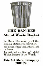 hard to find early 20th century american industrial "dan-dee" copper-plated perforated cold rolled steel factory office waste or trash can