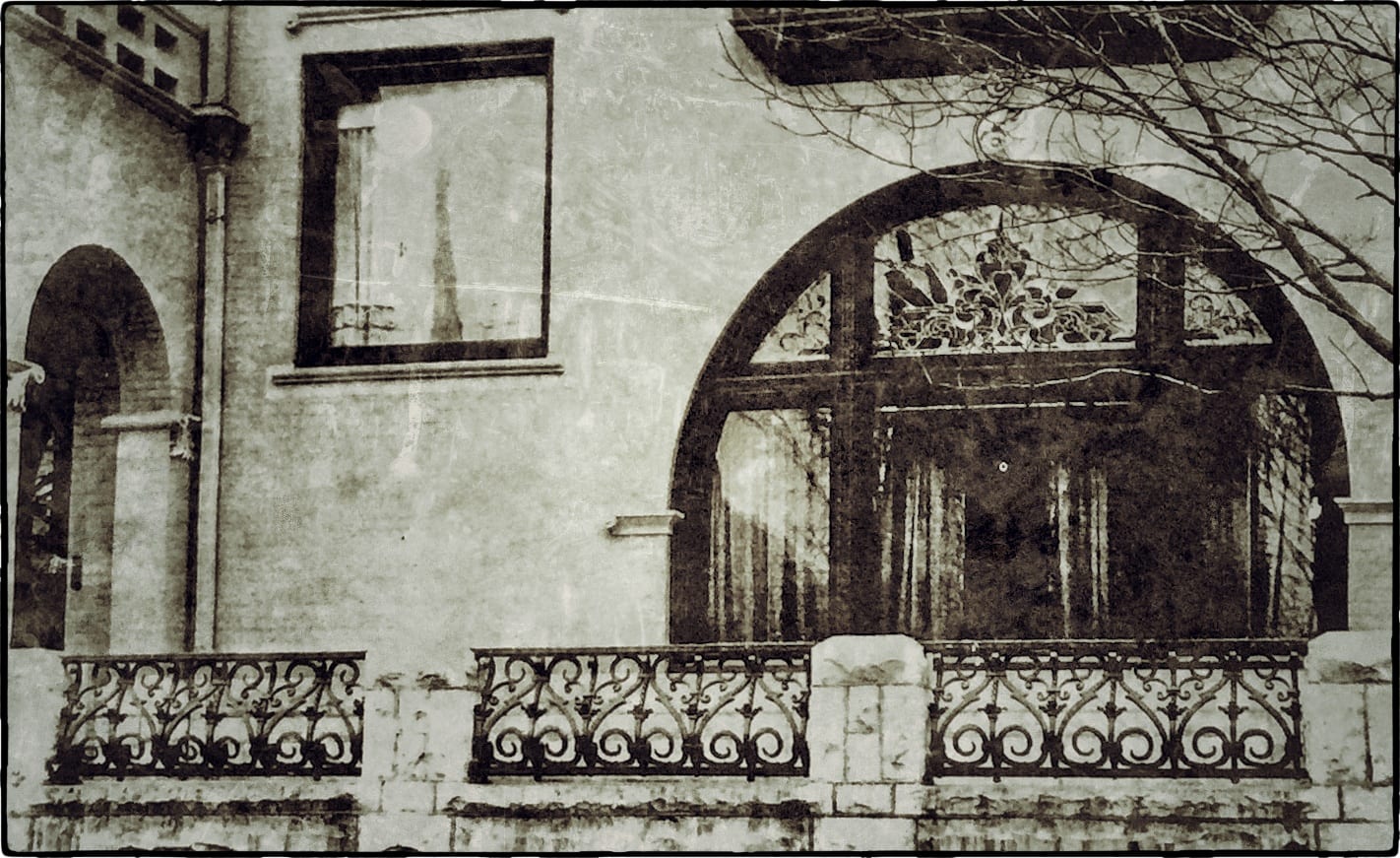 rare ferdinand kieckhefer mansion exterior hand-wrought iron railing executed by cyril colnik