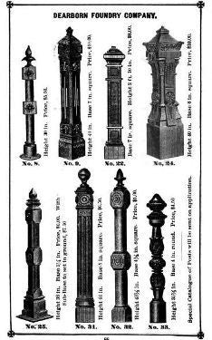original baked black c. late 19th century american late victorian era ornamental iron exterior residential balustrade with flanking cast iron newel posts