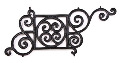 original and remarkably intact late 19th century antique american salvaged chicago vintage black enameled cast iron interior building staircase balustrade panel