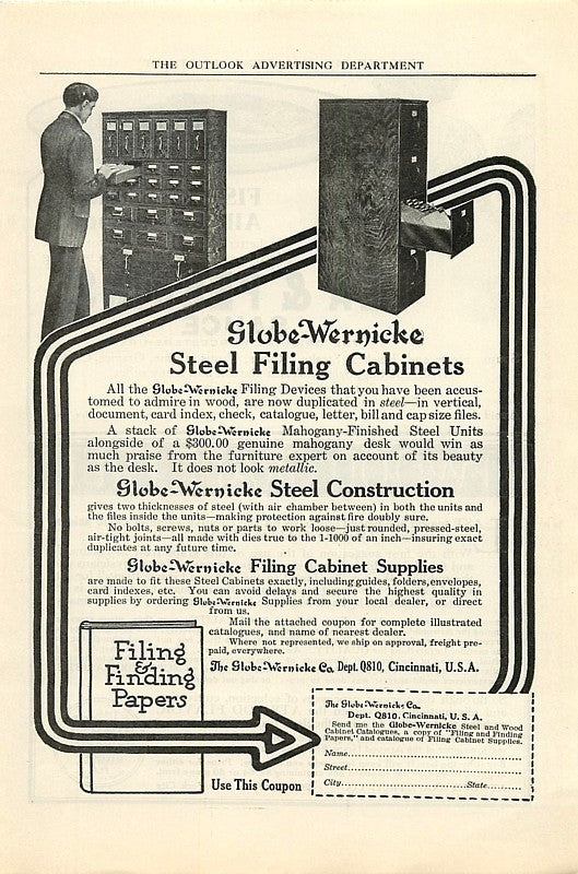 c. 1920's american globe wernicke "fireproof" reinforced compartmentalized steel cabinet with original green enameled finish