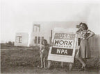 original historically important and highly symbolic c. 1930's american depression era work progress administration jobsite double-sided painted steel sign