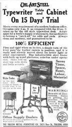 refinished original and intact early 20th century american industrial portable "uhl art steel" stenographer combination roll-top and drop-leaf table or desk