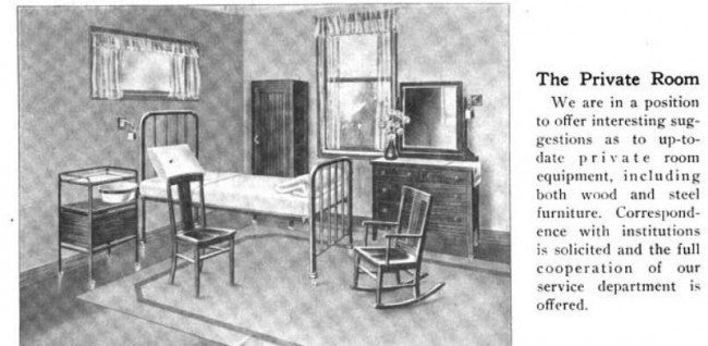 highly desirable late 1930's american industrial "fireproof" interior hotel room pressed and folded steel side table with single drawer and undershelf