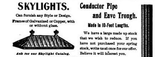 rare and hard to find completely intact c. 1909 exterior residential compact double-pitched metal wire glass rooftop skylight with nicely aged copper flashings and ventilator