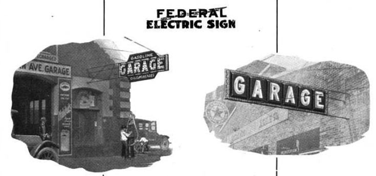 american vintage industrial depression era single-sided heavy gauge red porcelain enameled steel exterior service station letter sign
