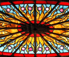 stunning museum quality 19th century american victorian chicago mansion elongated oval-shaped stained glass skylight with faceted jewels