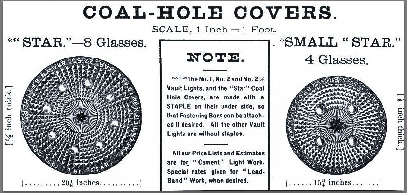 refinished diminutive post-chicago fire "brown brother" outdoor city of chicago flush mount sidewalk vault light panel fragment comprised of cast iron with six "nub" configuration