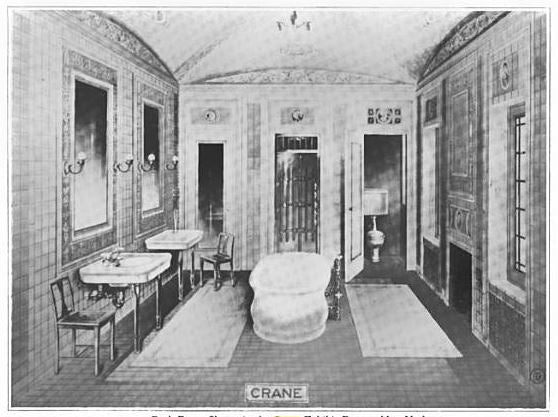 original c. 1929 american art deco "conwith" pattern white vitreous china pedestal sink with original chrome plated fittings and pedestal legs