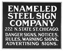 c. 1940's american industrial oversized die cut steel chicago furniture factory "sliding doors" danger or cautionary sign