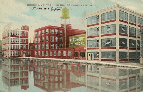 rare early 20th century freestanding antique industrial corner store refinished angled iron beech-nut confectionery display stand