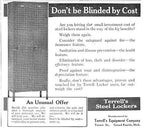 amply ventilated c. 1911 original and hard to find heavy gauge steel three-unit freestanding factory locker with fully functional cast iron handles