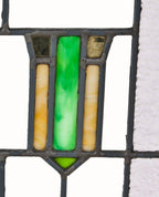 c. 1920-25 original american antique chicago bungalow prairie school style leaded art glass interior residential sidelight with intact varnished pine wood window sash frame