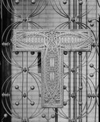one of four faithfully replicated cast brass louis sullivan-designed chicago stock exchange building elevator grilles with exceptional detail